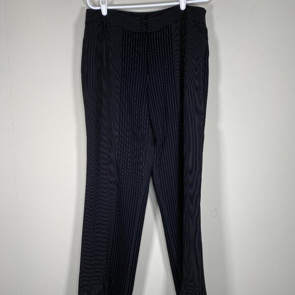 Jones New York Dress Pants Women's 12 High Rise Black Stripes ALTERED HEM - Picture 1 of 15